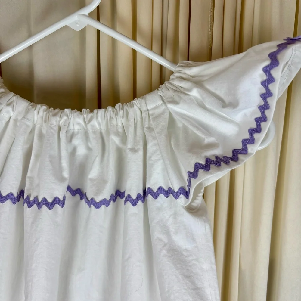 Child Dress VTG Pillowcase White Ruffled Sleeve Hand  Embroidered Design | 24mo - Picture 6 of 10